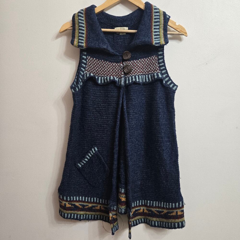 Royal Robbins Womens Eclectic Cottage Boho Indie Knitted Long Line Vest Size M